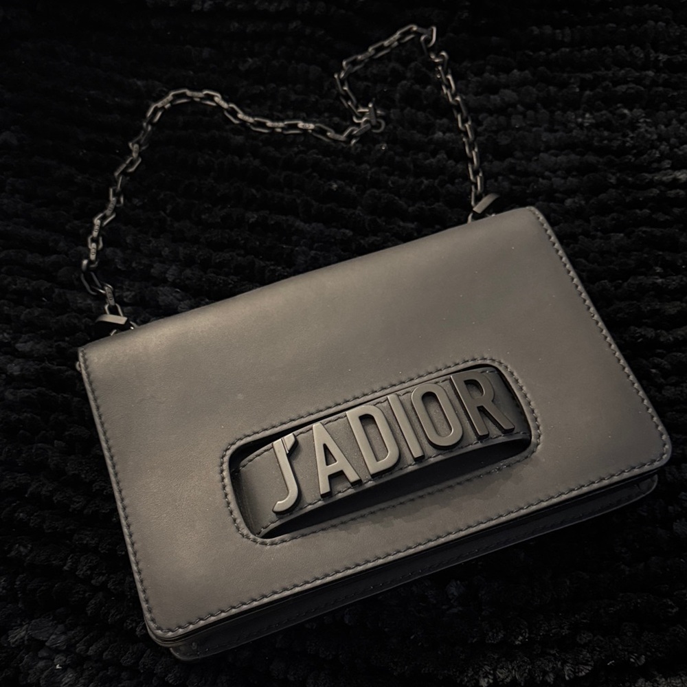 Authentic Dior J'Adior Black Leather Clutch